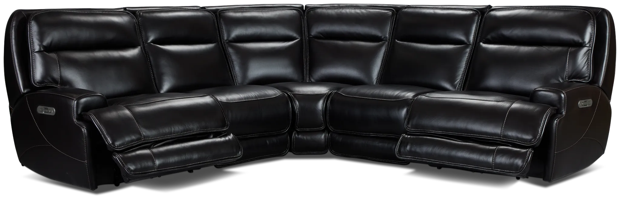 Casey Black Lthr/vinyl Small Two-arm Power Reclining Sectional