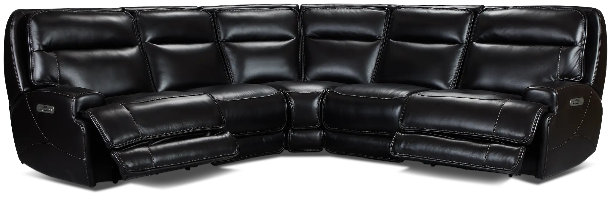Casey Black Lthr/vinyl Small Two-arm Power Reclining Sectional Casey Black Lthr/vinyl Small Two-arm Power Reclining Sectional