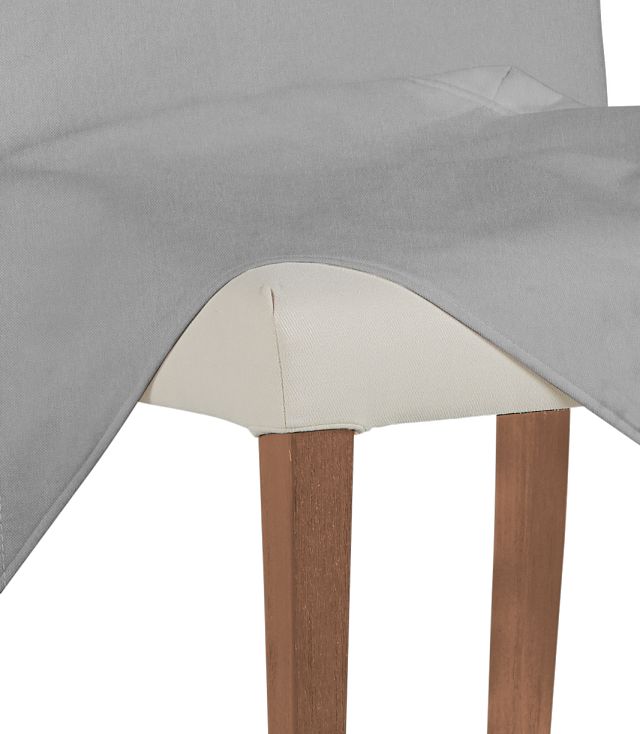 Destination Light Gray Long Slipcover Chair With Light Tone Leg