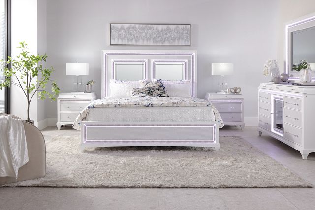 Milan White Panel Bed