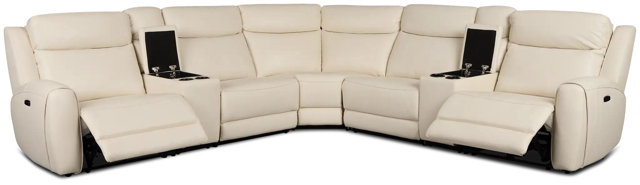 Walker Ivory Lthr/vinyl Large Dual Power Reclining Two-arm Sectional Walker Ivory Lthr/vinyl Large Dual Power Reclining Two-arm Sectional