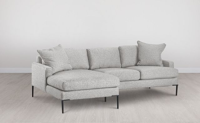 Morgan Light Gray Fabric Small Left Chaise Sectional W/ Metal Legs