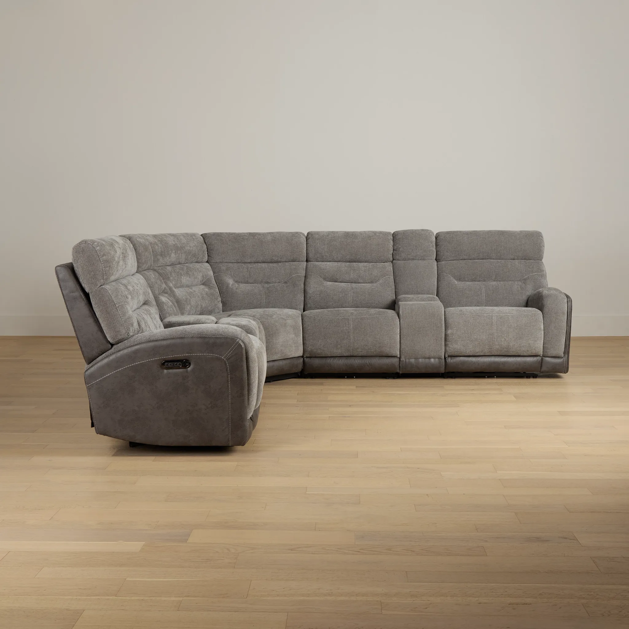 Travis Gray Fabric Large Triple Power Reclining Two-arm Sectional