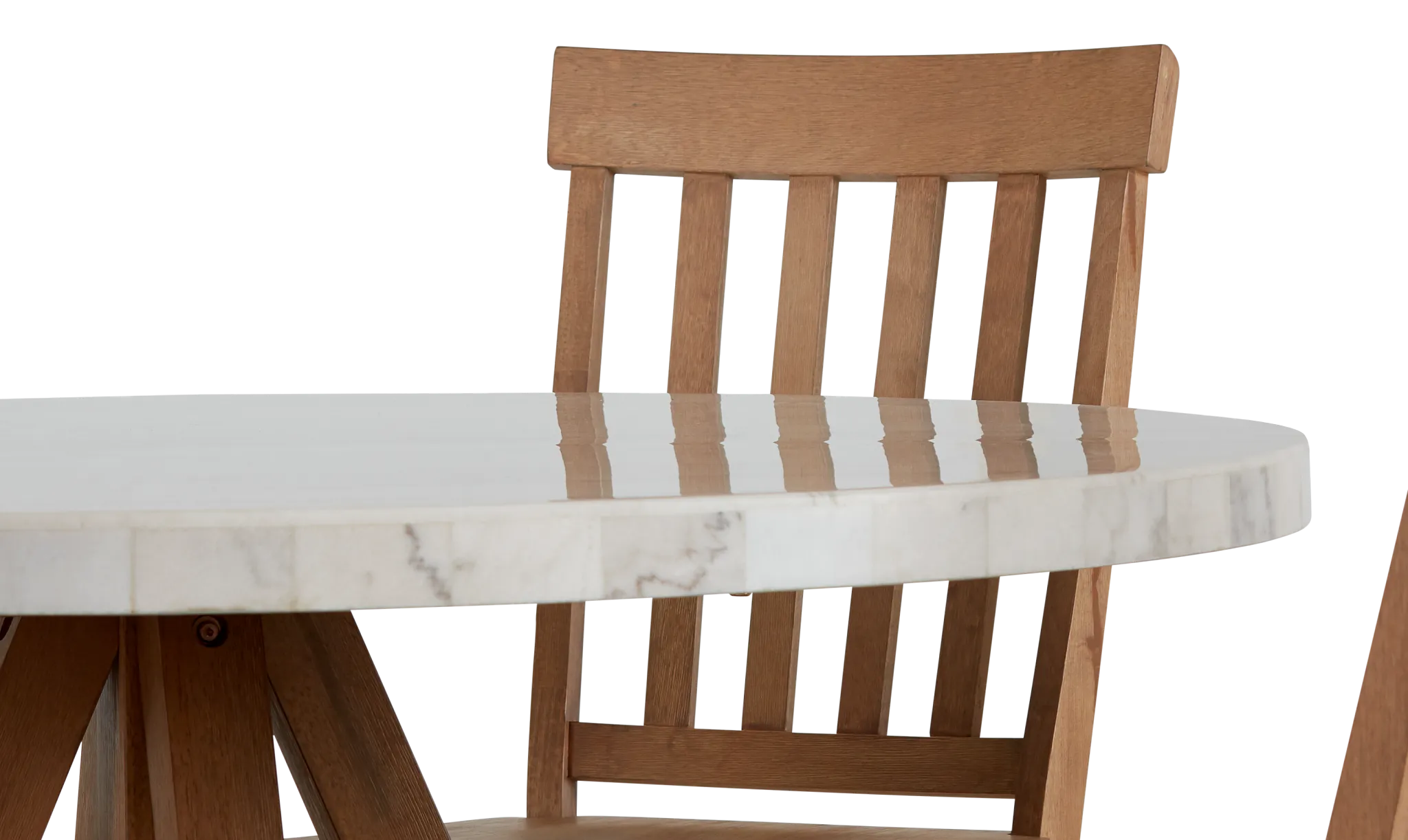 Somerset Light Tone Marble Round Table & 4 Wood Chairs