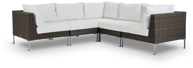 Tulum White Woven Two-arm Sectional