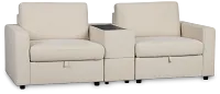 Addie Beige Fabric 2-piece Modular Storage Sofa With Console
