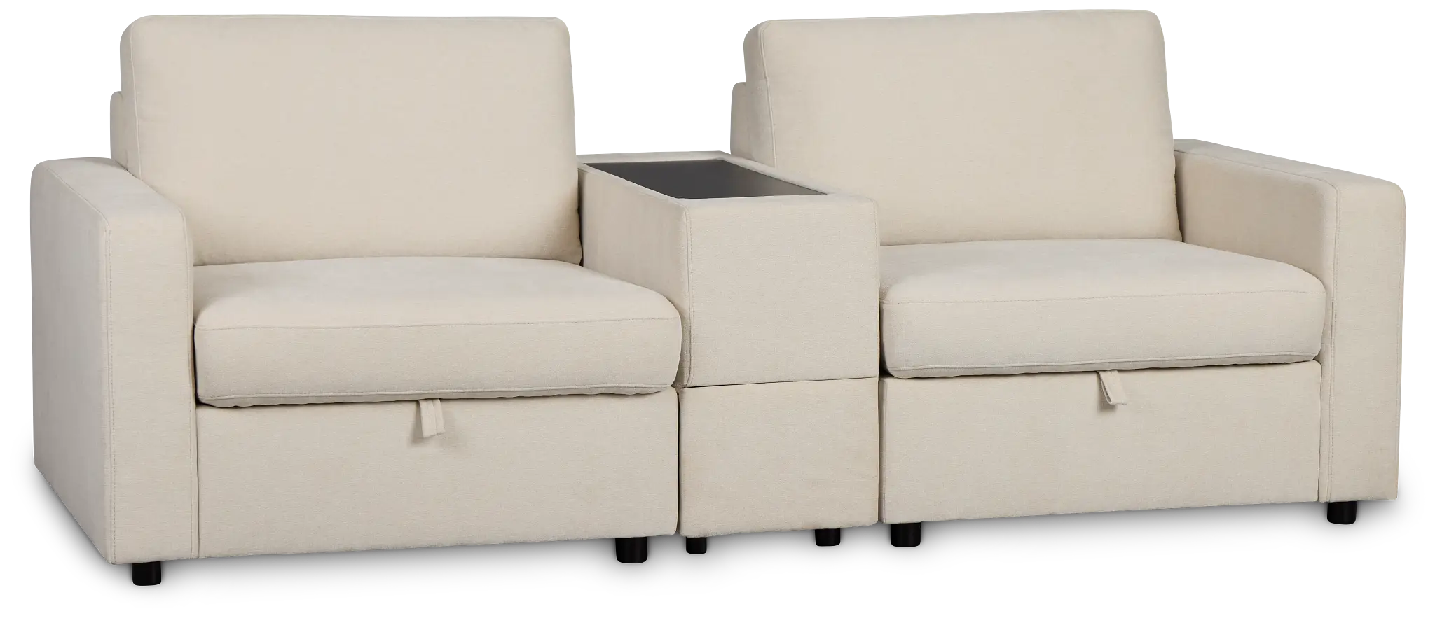 Addie Beige Fabric 2-piece Modular Storage Sofa With Console Addie Beige Fabric 2-piece Modular Storage Sofa With Console