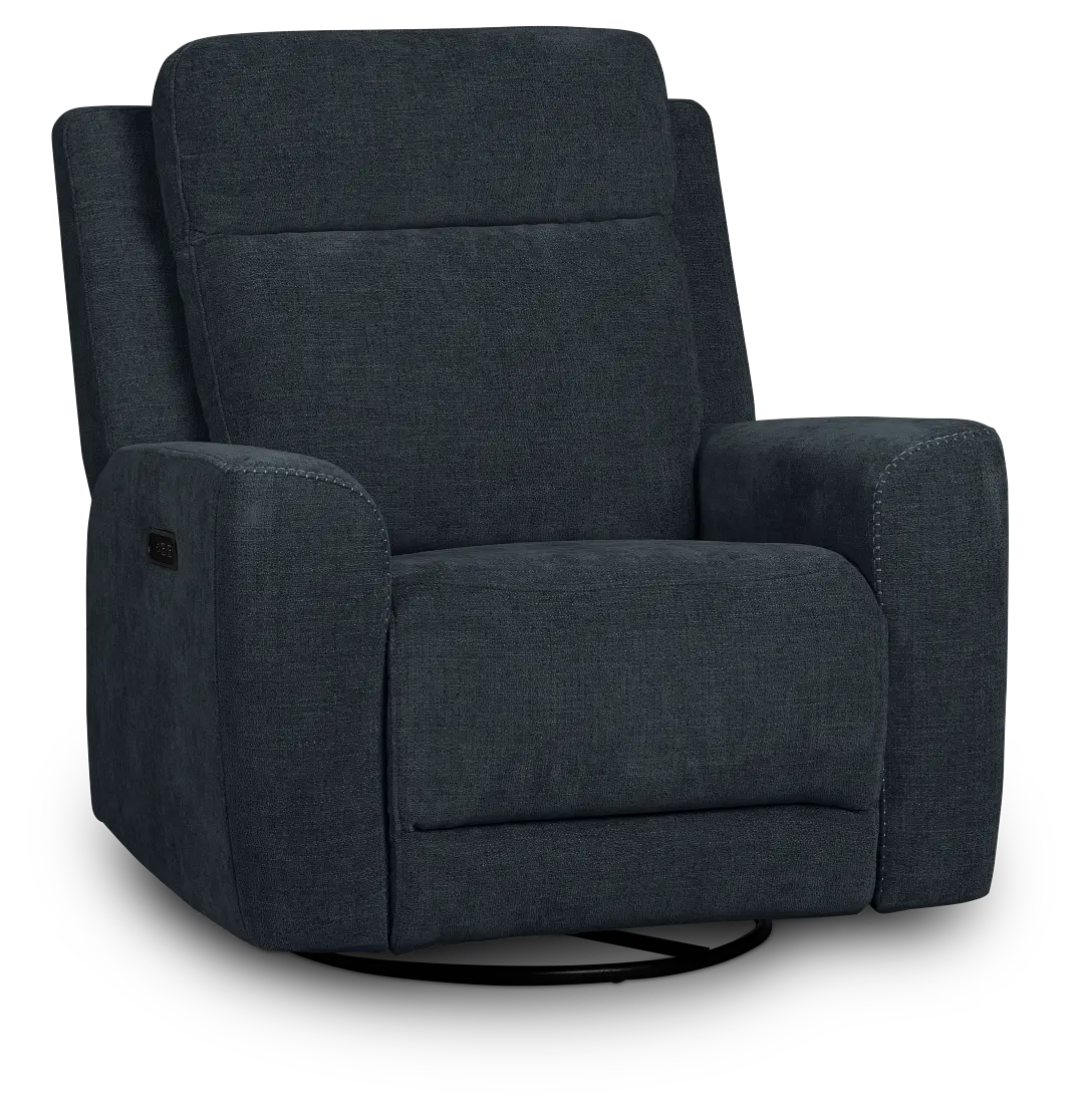 Dean Dark Blue Fabric Power Swivel Glider Recliner Dean Dark Blue Fabric Power Swivel Glider Recliner