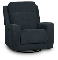 Dean Dark Blue Fabric Power Swivel Glider Recliner