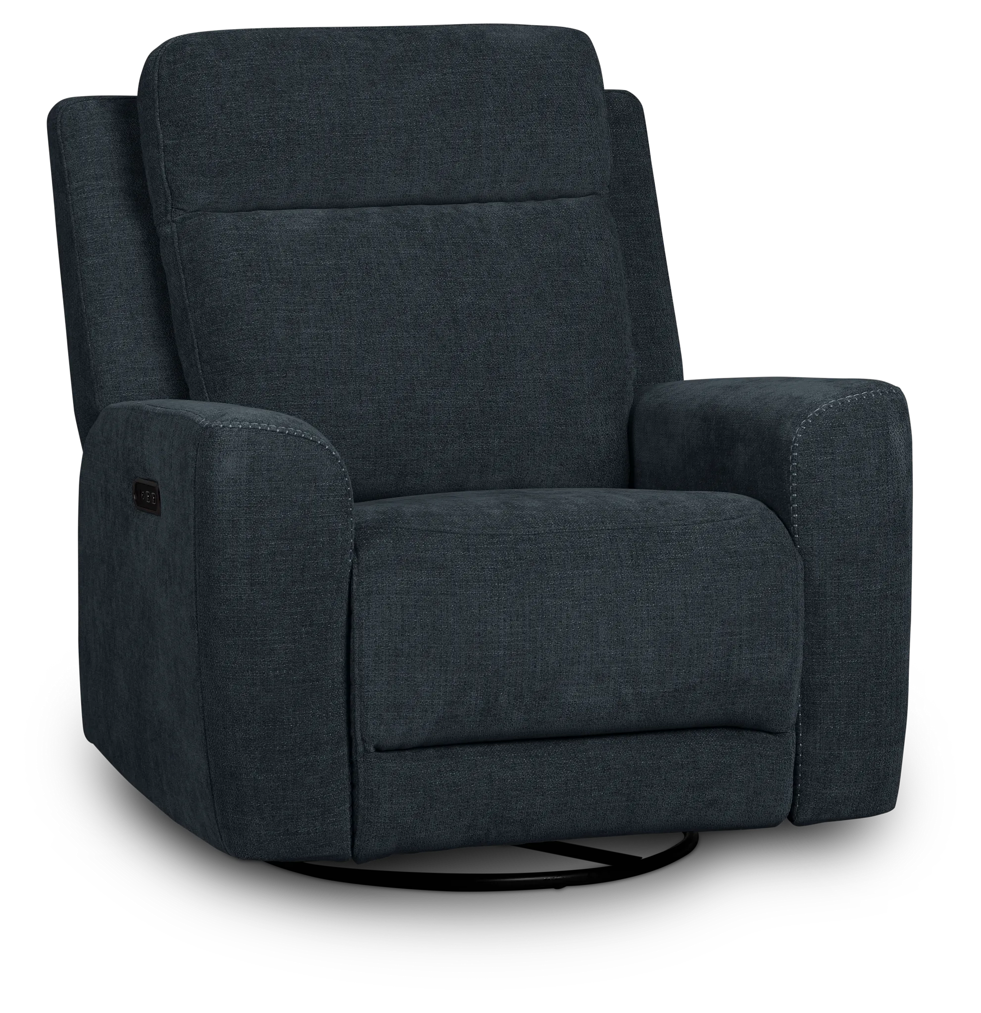 Dean Dark Blue Fabric Power Swivel Glider Recliner