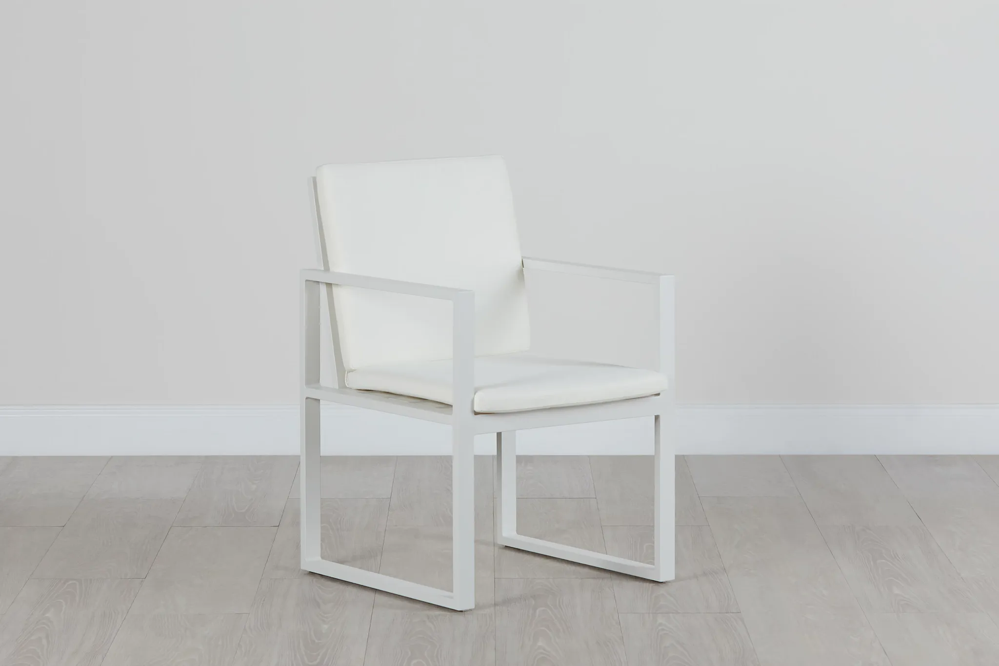Linear White Aluminum Arm Chair
