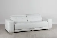 Reva White Leather Power Reclining Sofa