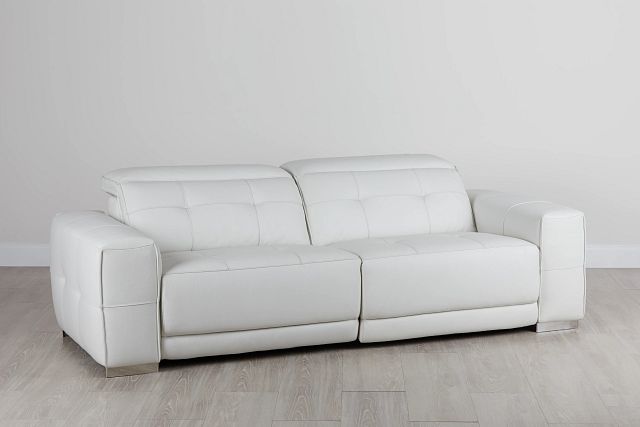 Reva White Leather Power Reclining Sofa, White Leather Reclining Loveseats