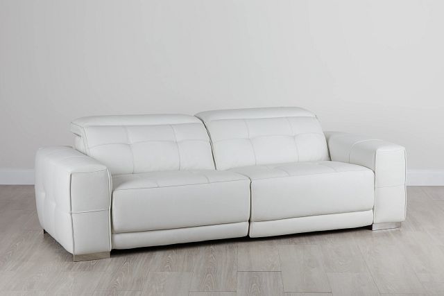 Reva White Leather Power Reclining Sofa