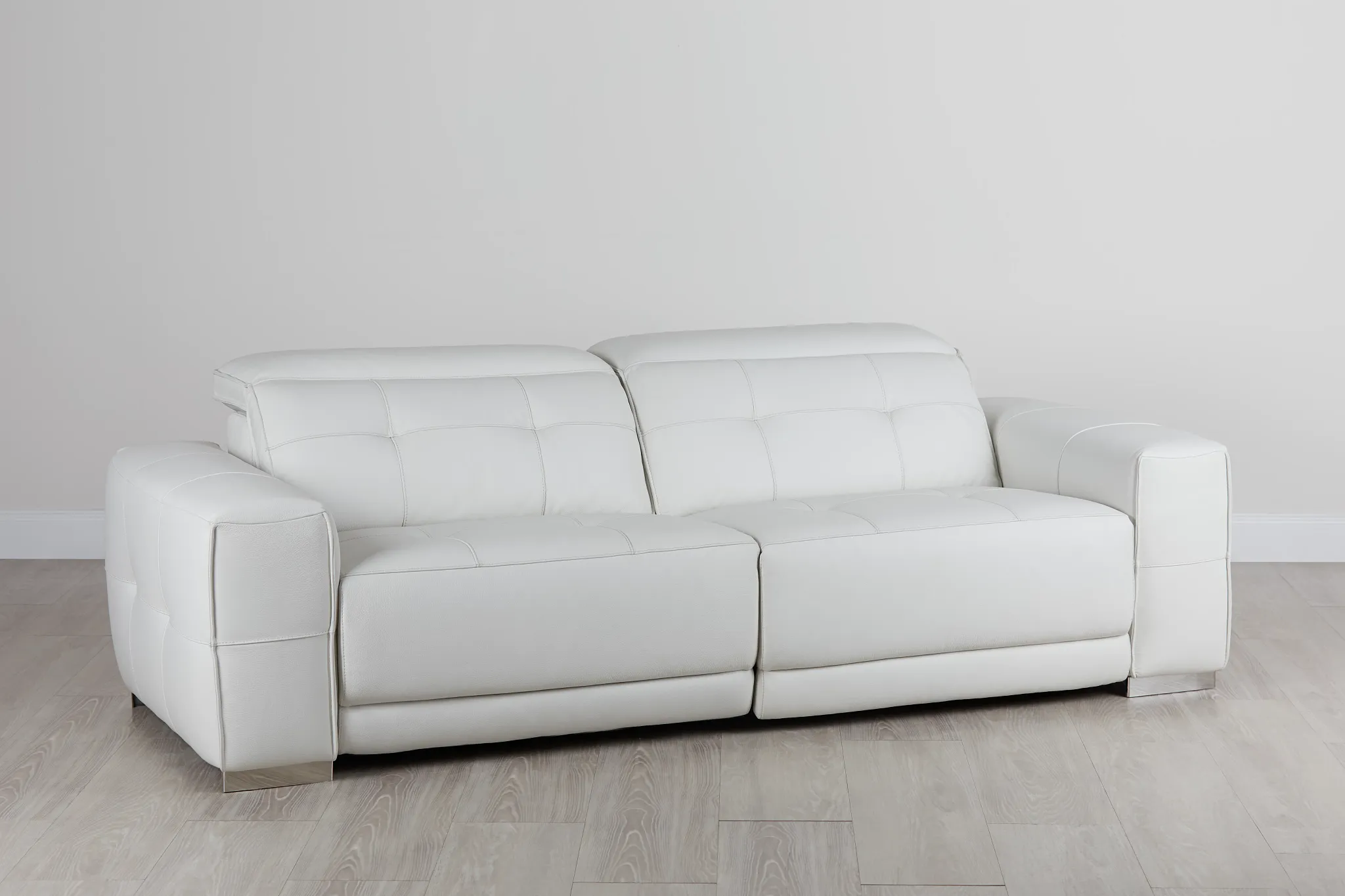 Reva White Leather Power Reclining Sofa