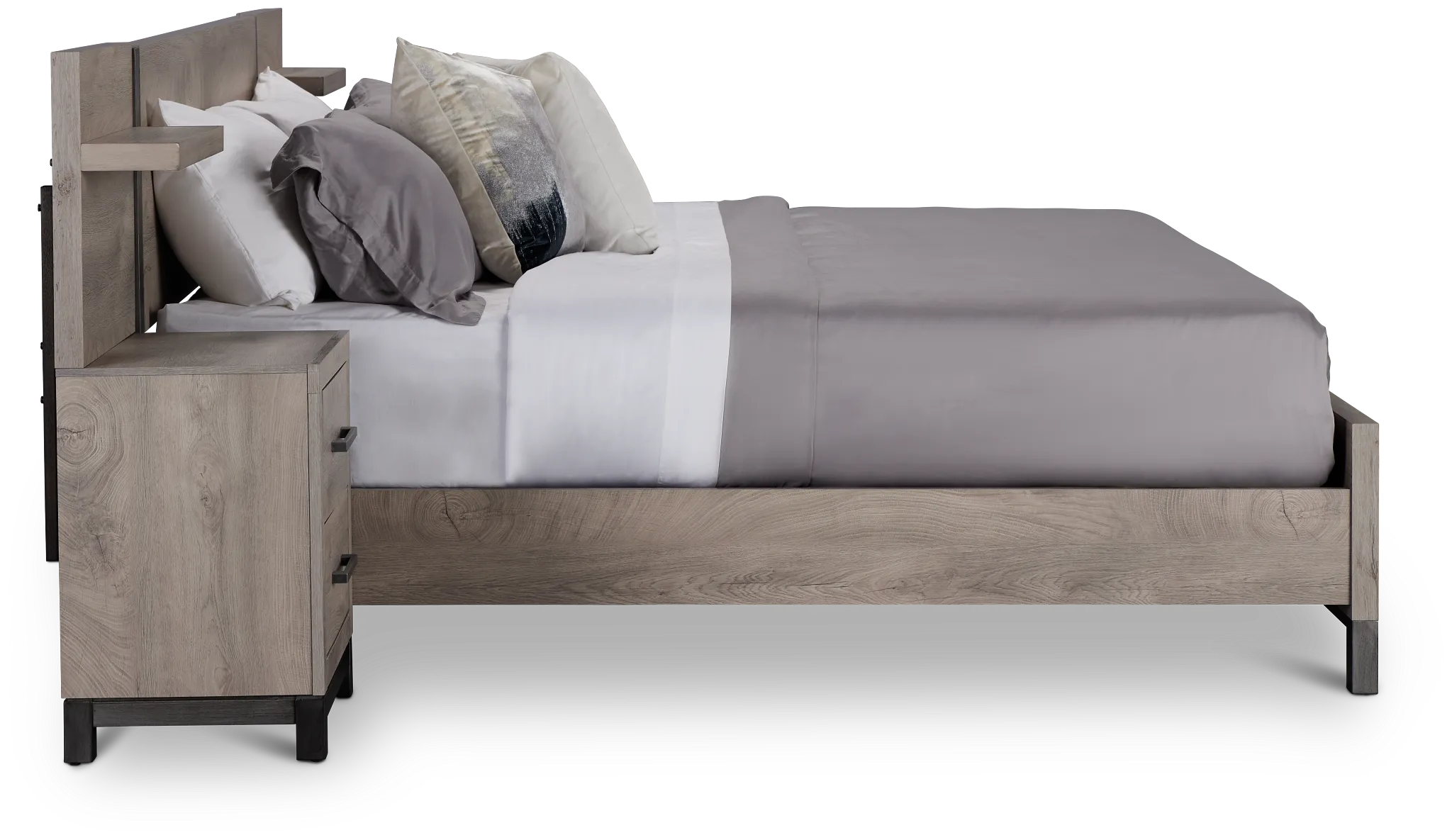 Evanston Gray Spread Bed W/ Two Nightstands