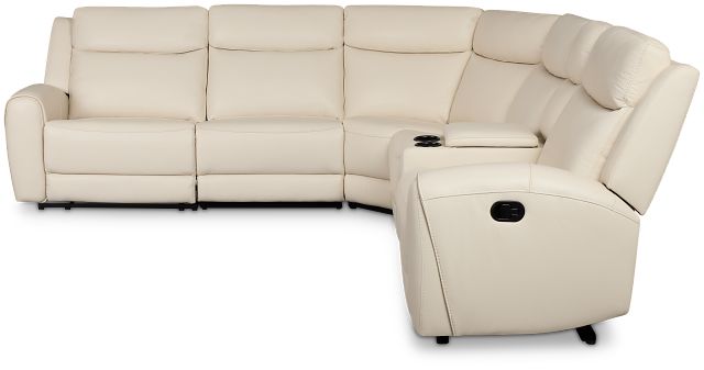 Walker Ivory Lthr/vinyl Medium Dual Manual 2-arm Sectional