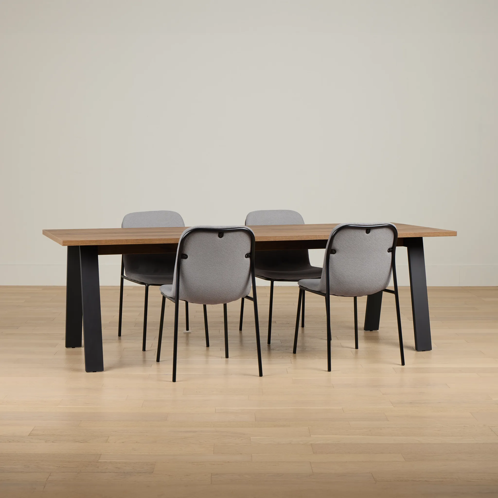 Trento Mid Tone 94" Rectangular Table & 4 Upholstered Chairs