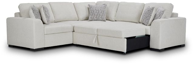 Blakely White Fabric Medium 2-arm Right Facing Sleeper Sectional