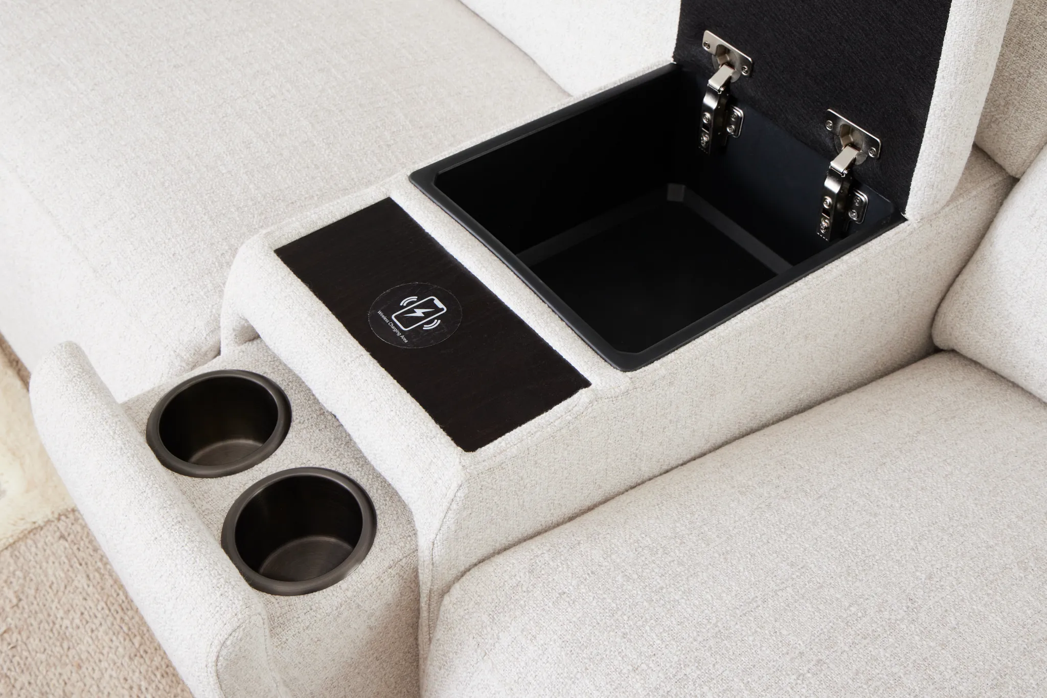 Ellis Light Beige Fabric Large Triple Power Reclining Two-arm Sectional