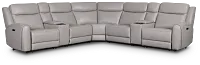 Walker Light Gray Lthr/vinyl Large Dual Power Reclining Two-arm Sectional