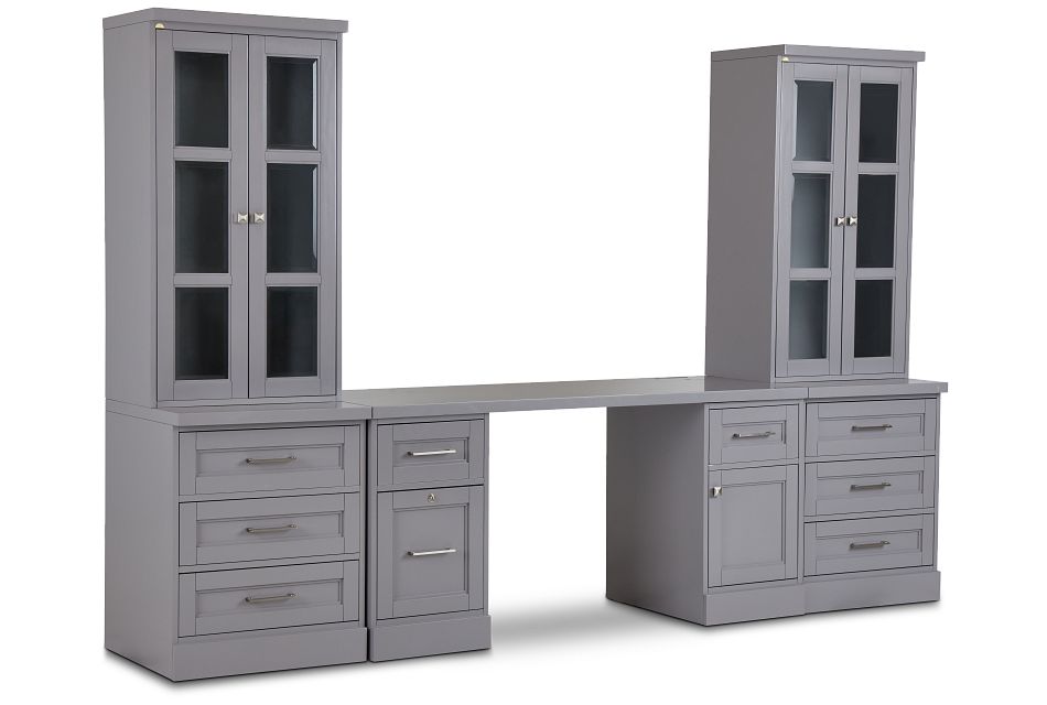 Newport Gray Drawer Wall Desk, (2)