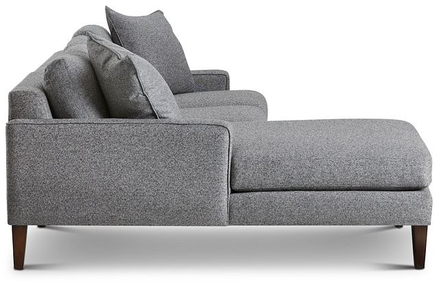 Morgan Dark Gray Fabric Small Left Chaise Sectional W/ Wood Legs (2)