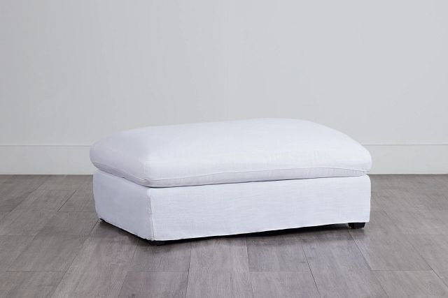 Willow White Fabric Ottoman