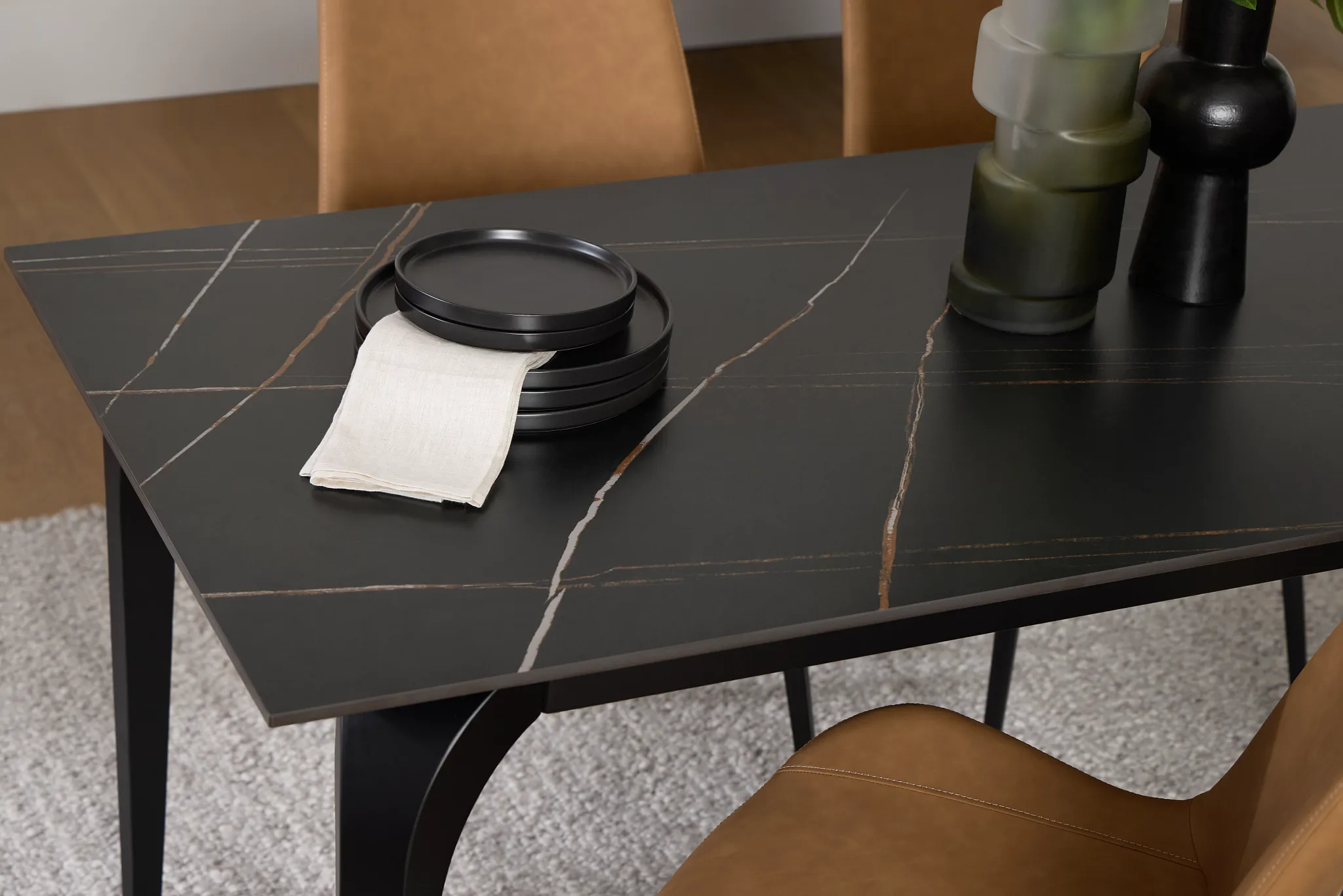 Sierra Black Stone Rectangular Table
