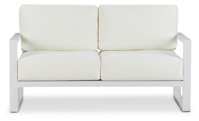 Linear White Aluminum Loveseat