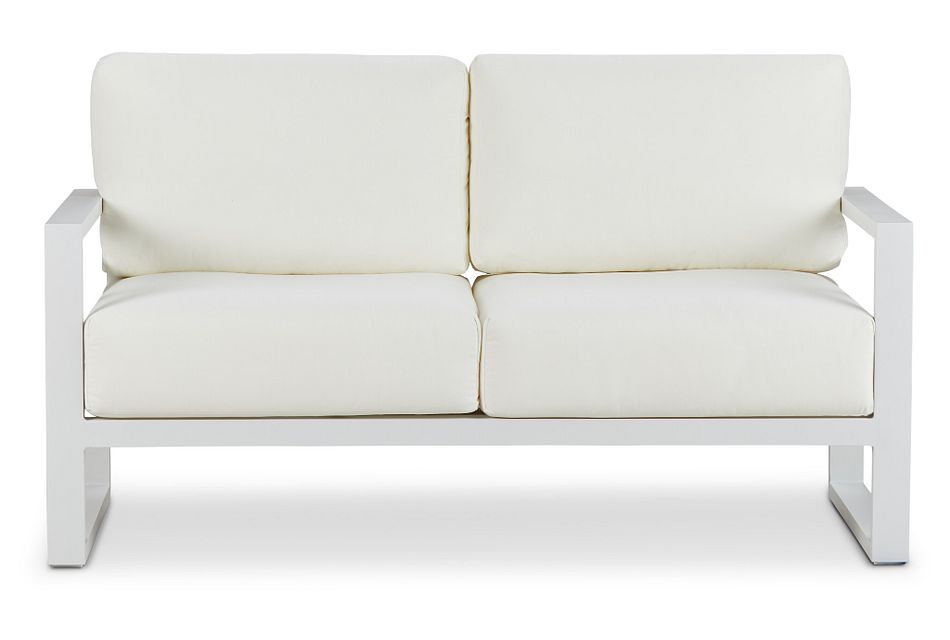 Linear White Aluminum Loveseat