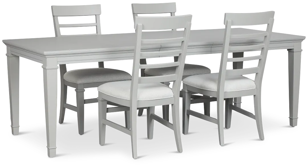 Cape Cod Gray Rect Table & 4 Upholstered Chairs