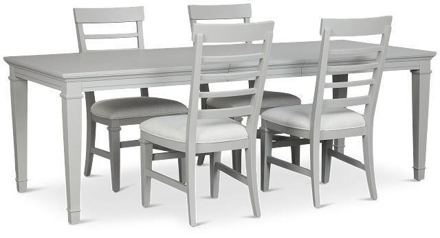 Cape Cod Gray Rect Table & 4 Upholstered Chairs