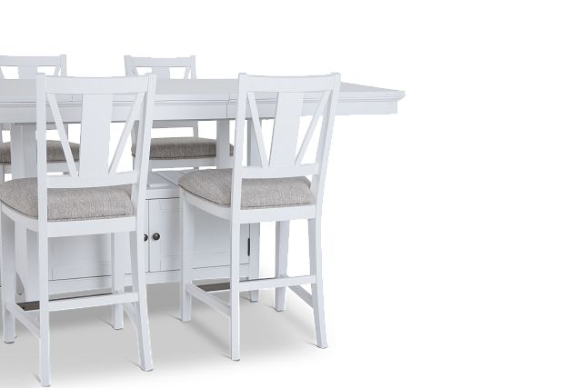 Heron Cove White High Table & 4 Barstools