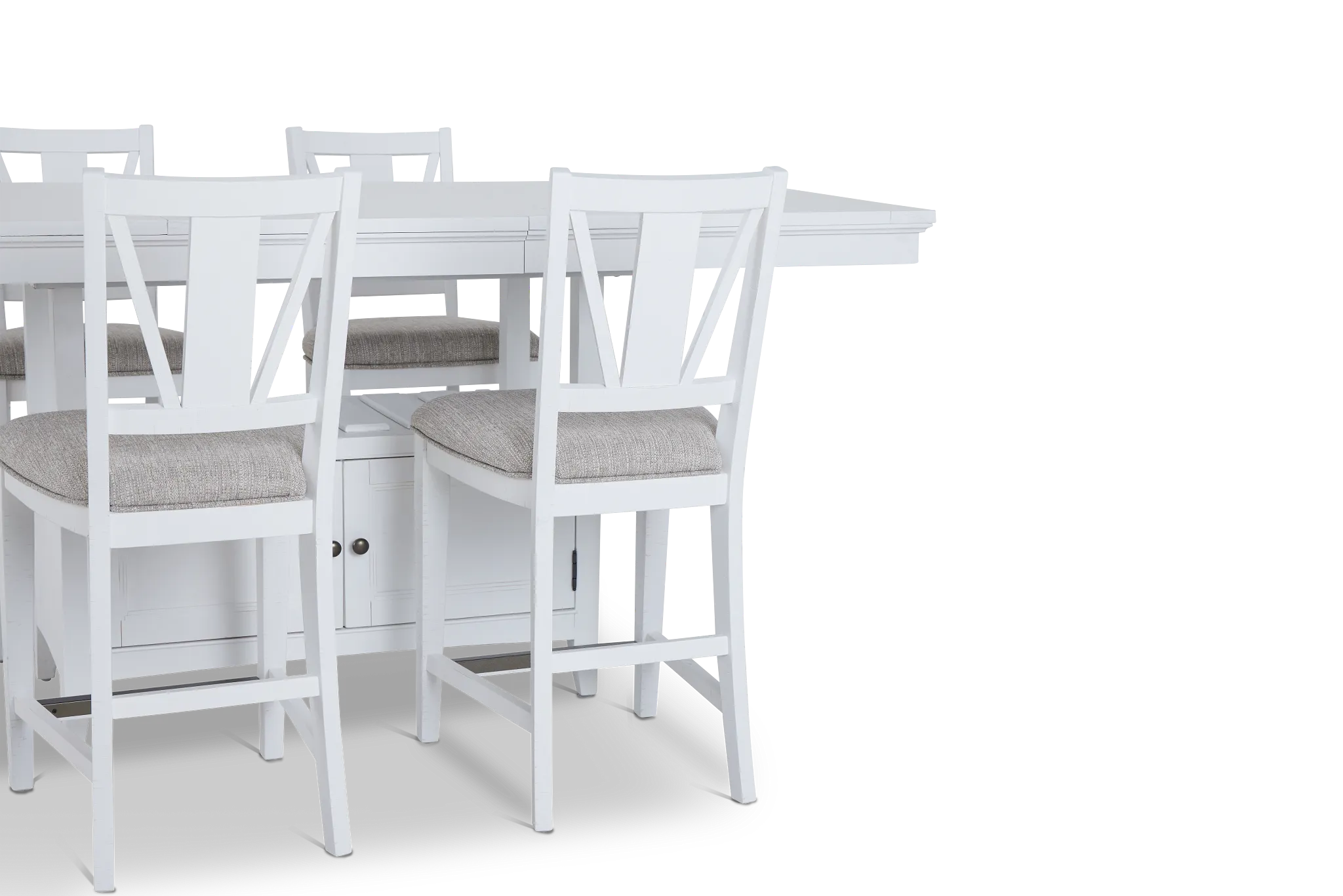 Heron Cove White High Table & 4 Barstools