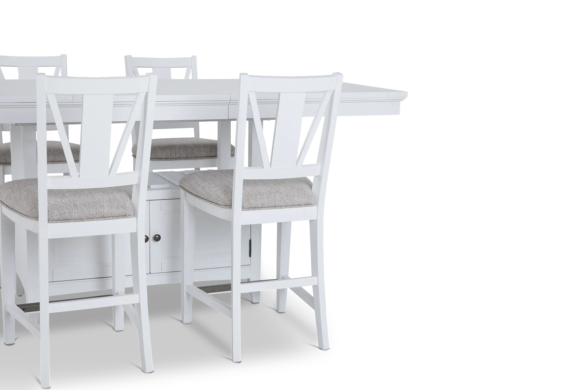 Heron Cove White High Table & 4 Barstools Heron Cove White High Table & 4 Barstools