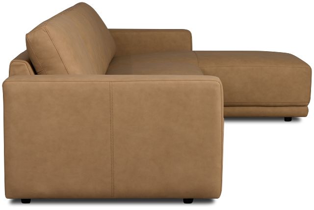 Kellan Light Brown Leather Small Right Chaise Sectional
