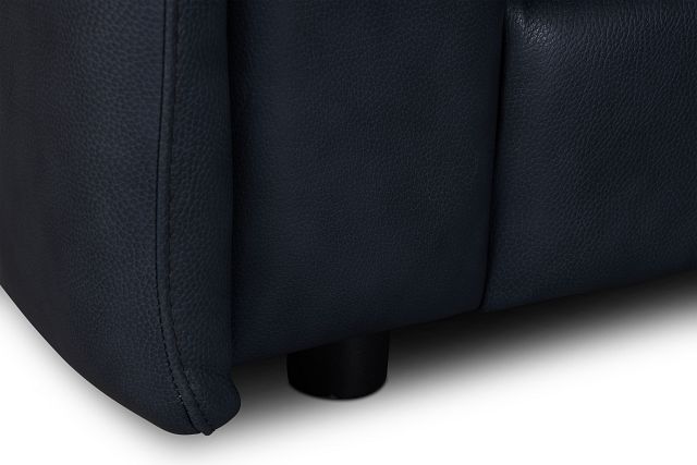 Rowan Navy Leather Medium Right Chaise Sectional