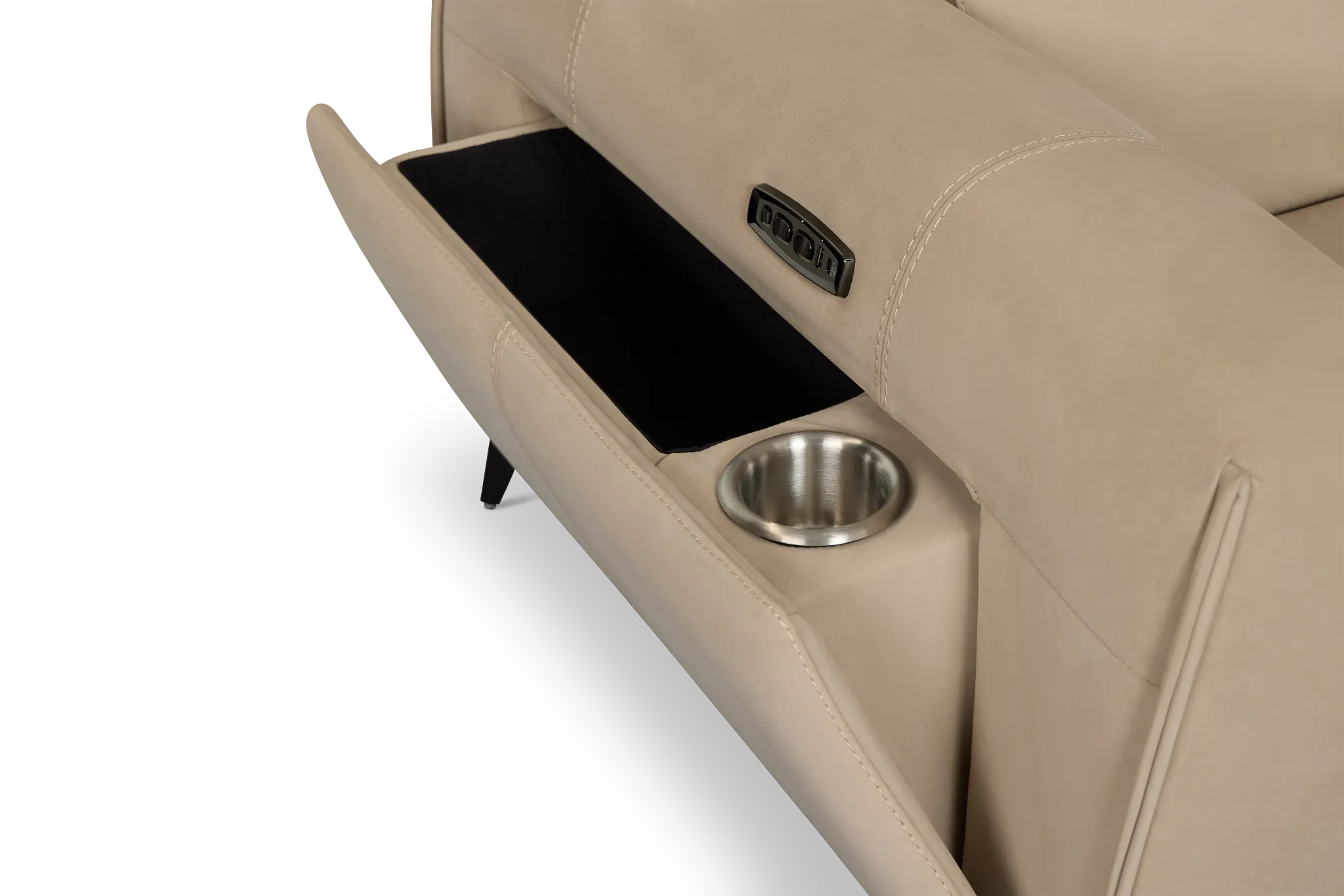 Reyna Beige Micro Large Dual Power Reclining Two-arm Sectional