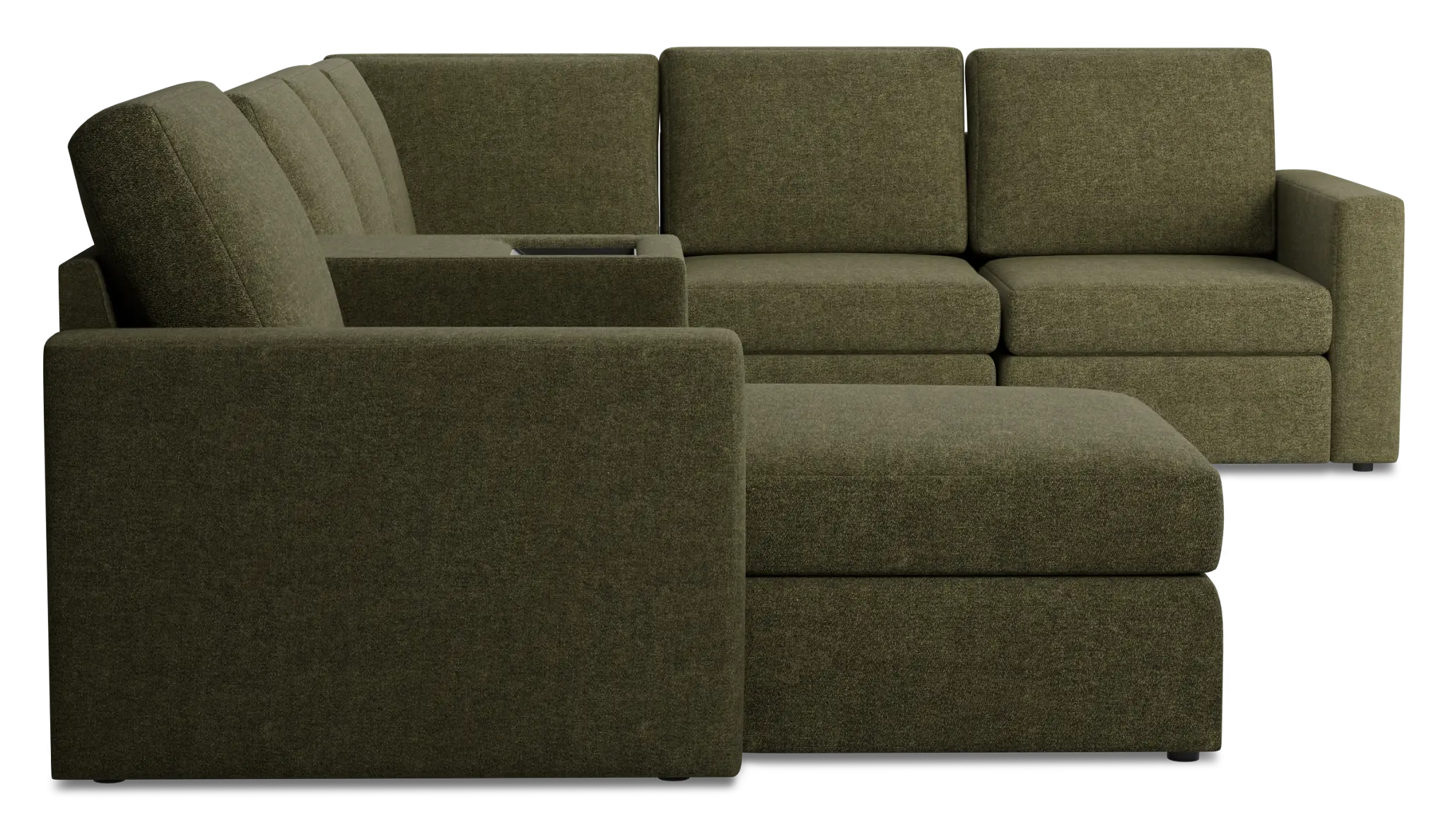 Citymod Green Fabric Large Left Chaise Sectional With Storage Console Citymod Green Fabric Large Left Chaise Sectional With Storage Console