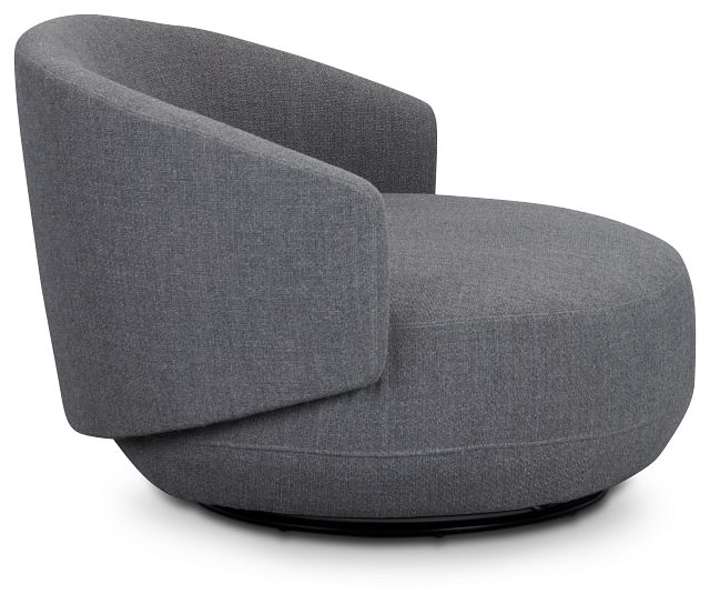 Chrisley Dark Gray Fabric Swivel Accent Chair