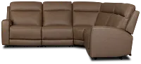 Flexsteel Belmont Dark Brown Lthr/vinyl Small Triple Power Reclining Two-arm Sectional