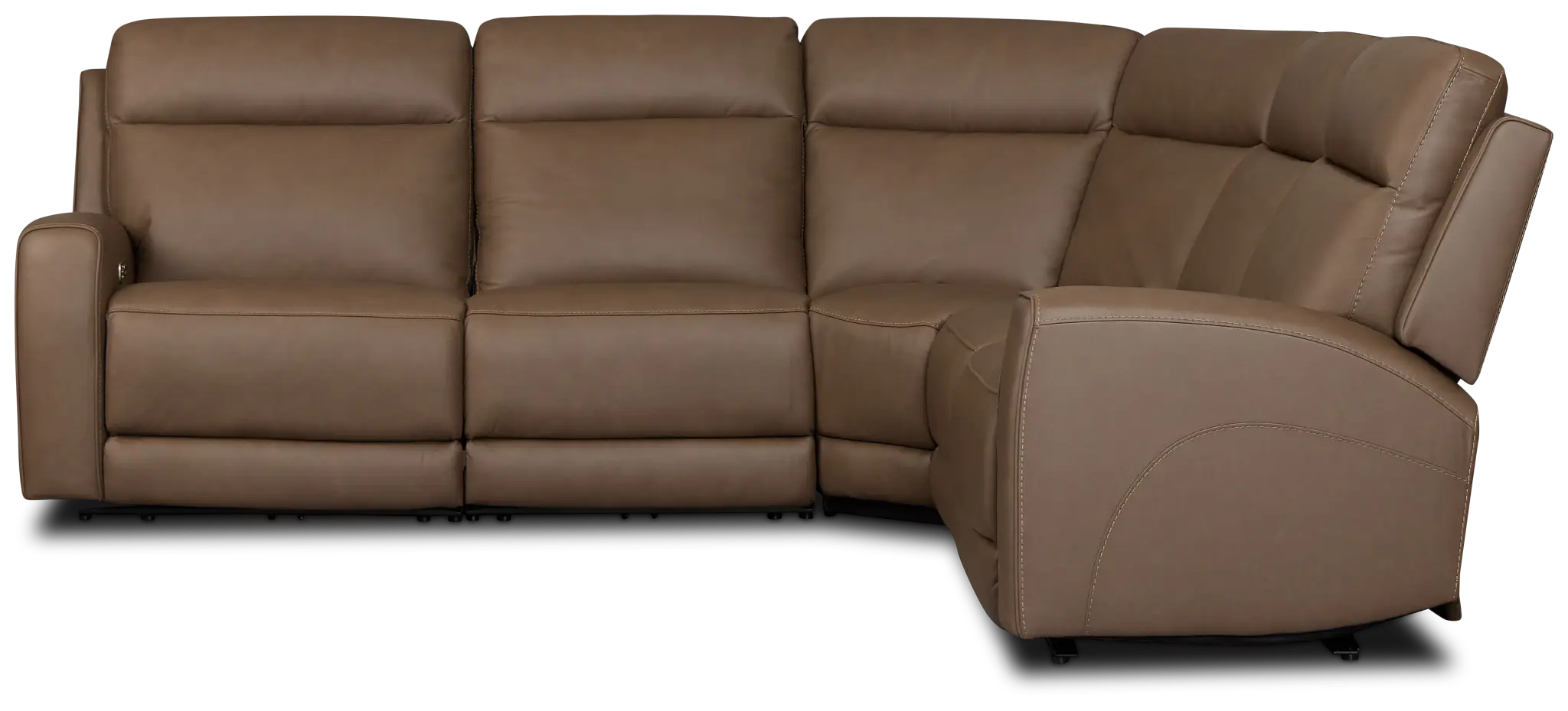 Flexsteel Belmont Dark Brown Lthr/vinyl Small Triple Power Reclining Two-arm Sectional Flexsteel Belmont Dark Brown Lthr/vinyl Small Triple Power Reclining Two-arm Sectional