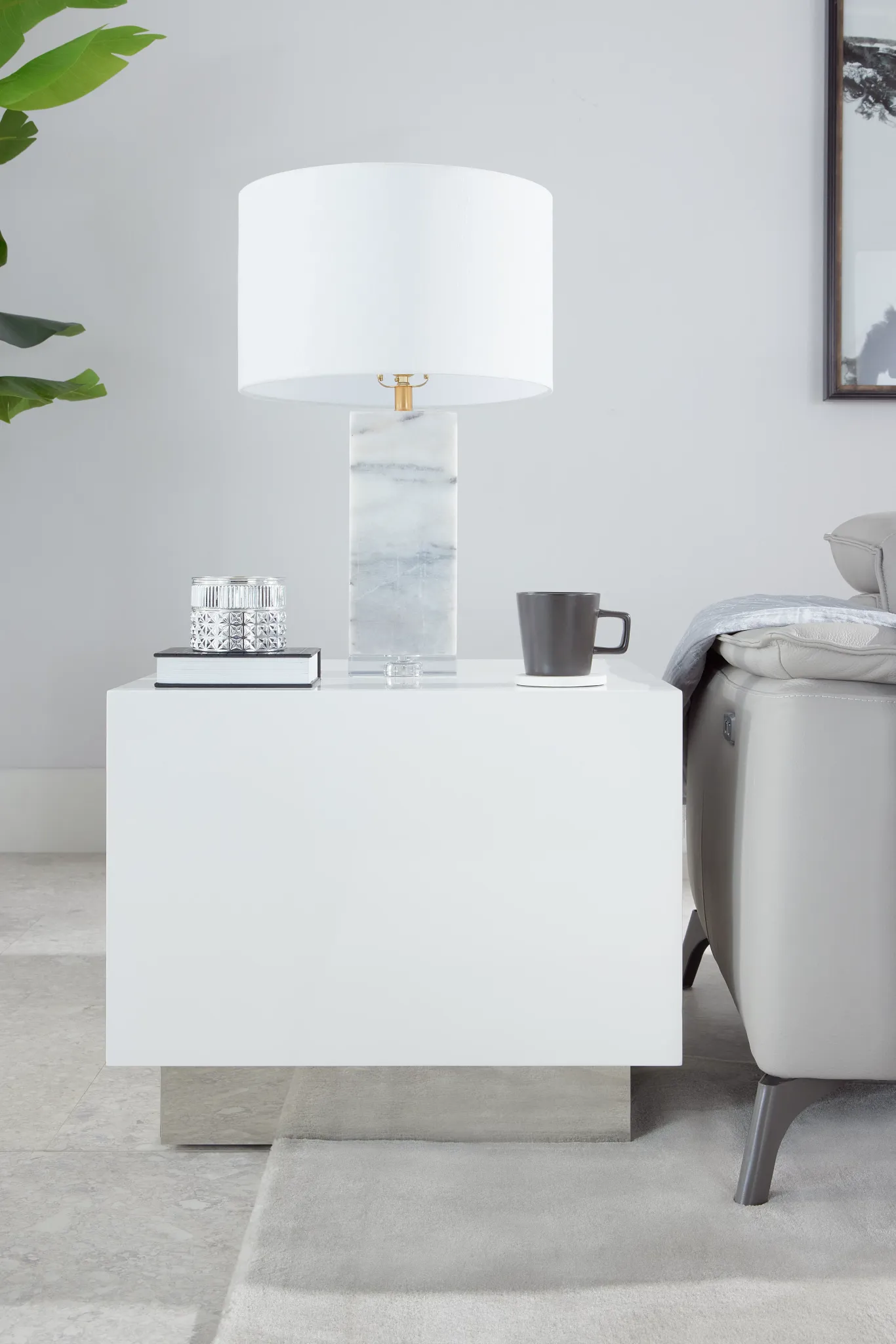 Camila White Square End Table