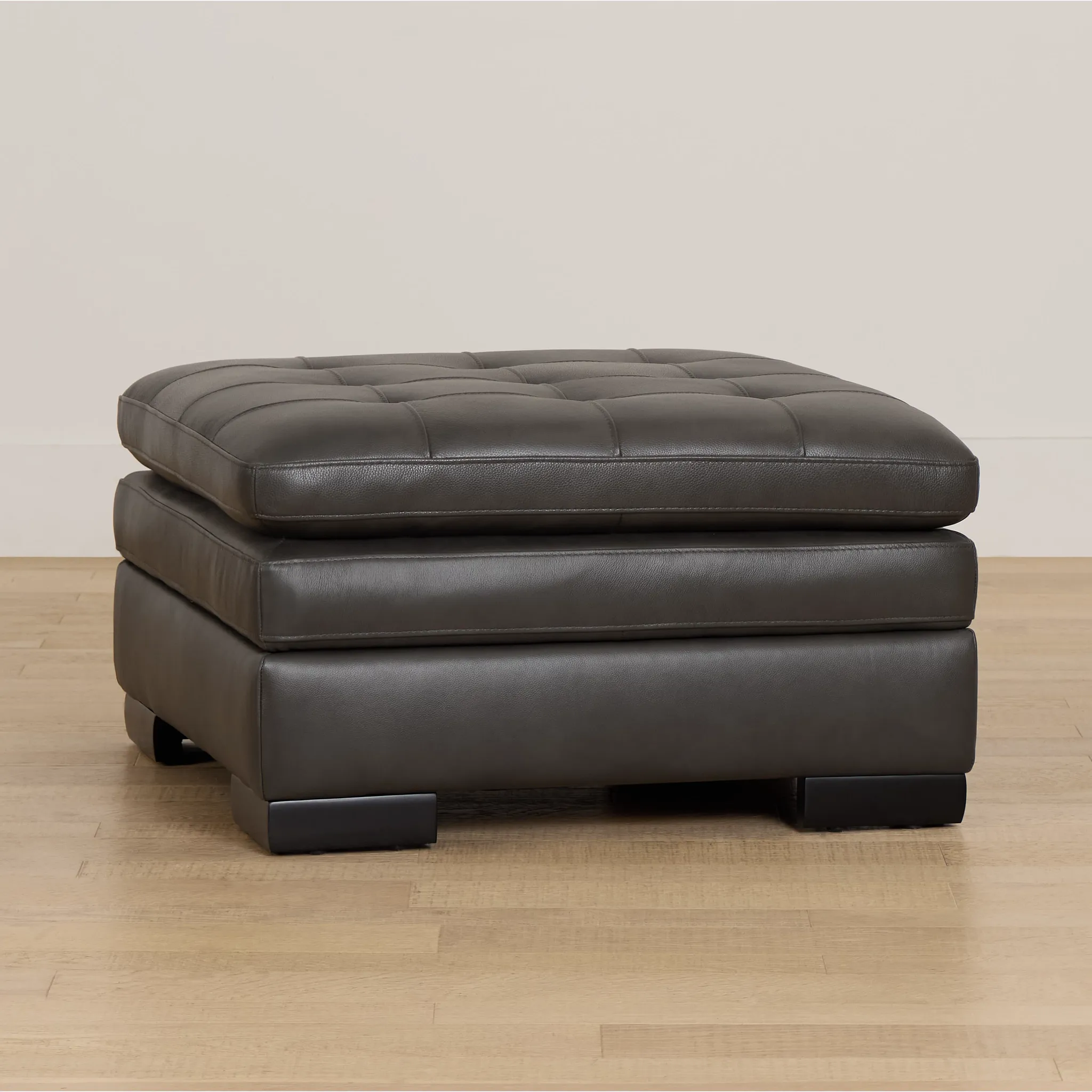 Braden Dark Gray Leather Storage Ottoman