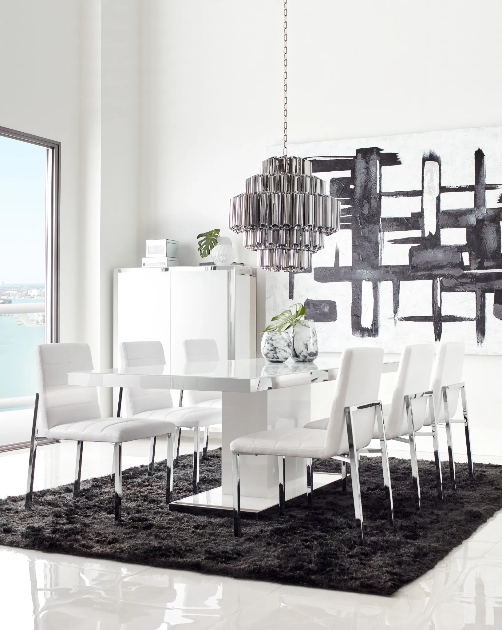 Miami White 94" Rectangular Table