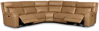 Jasper Light Brown Leather Small Two-arm Power Reclining Sectional