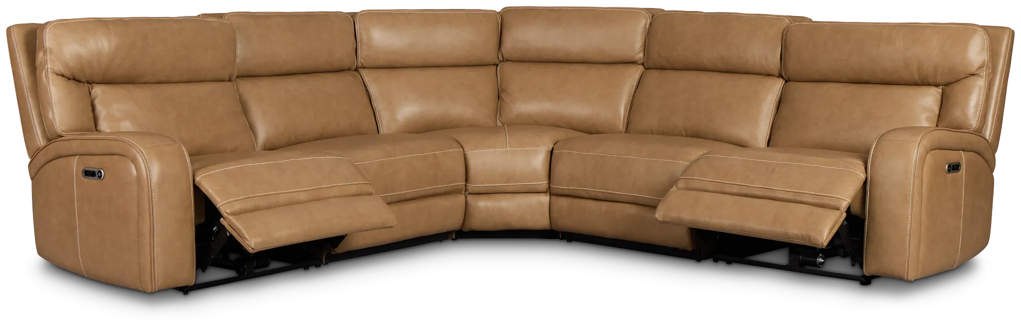 Jasper Light Brown Leather Small Two-arm Power Reclining Sectional