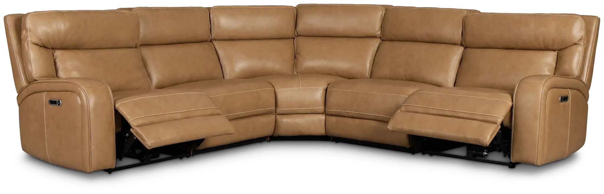 Jasper Light Brown Leather Small Two-arm Power Reclining Sectional Jasper Light Brown Leather Small Two-arm Power Reclining Sectional