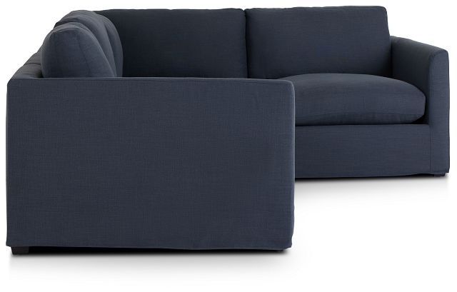 Willow Navy Fabric Small Two-arm Sectional (3)